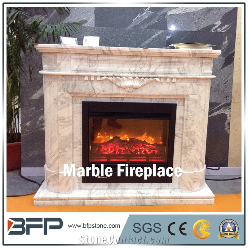 High End White Marble Fireplace, Fireplace Design Ideas for Interior Decoration