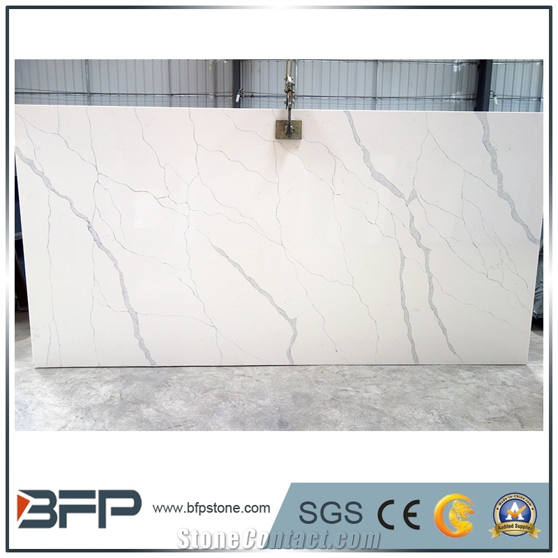 Hot White Quartz Stone Polished Slabs Artificial