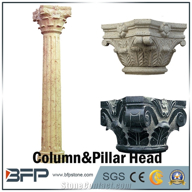 Natural Stone Beige Marble Column Head, Marble Pillar Head Design Idea for Building Material