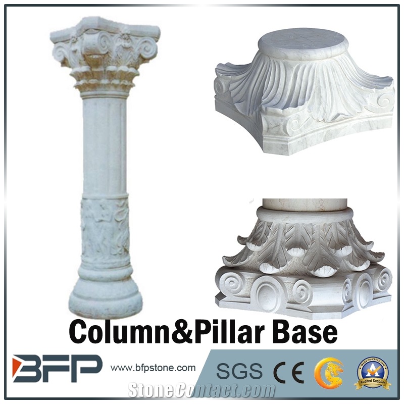 Natural Stone Marble or Granite Column for Home Decoration, Beige Marble, Multicolor Choice