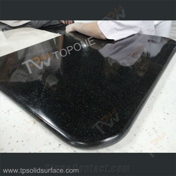 Black Color With Round Edge Corian Acrylic Solid Surface Dinner