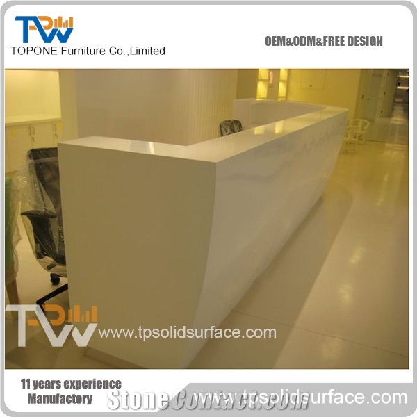 Changeable Rgb Led Lighting Design Solid Surface/Man-Made Office Reception Table Tops