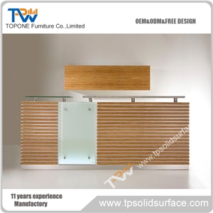 Classy L-Shape Glossy Finish Solid Surface/Man-Made Marble Reception Front Desk