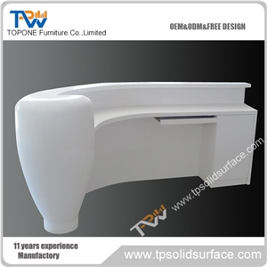 Embowed Shape Fashionable Solid Surface/Man-Made Stone Solid Surface Silver Reception Desk