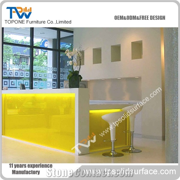 Exclusive Moon Shape Design Solid Surface/Man-Made Stone Solid Surface Restaurant Counter Indoor