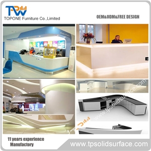 Gorgeous Z-Shape Modern Design Solid Surface/Man-Made Stone Solid Surface Curved Customer Service Desk