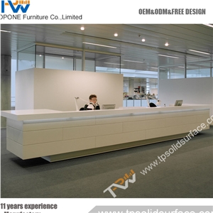 High-End Glossy Finish Solid Surface/Man-Made Stone Solid Surface Reception Counter Design for Library