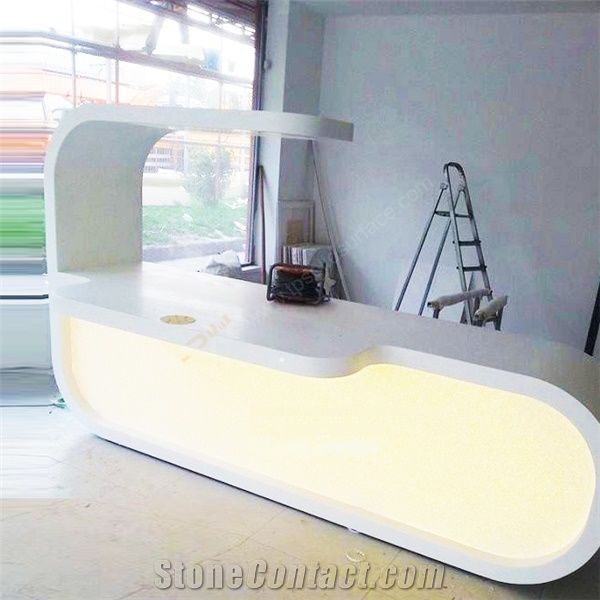 New Design Translucent Artificial Marble Stone Reception Desk Tops