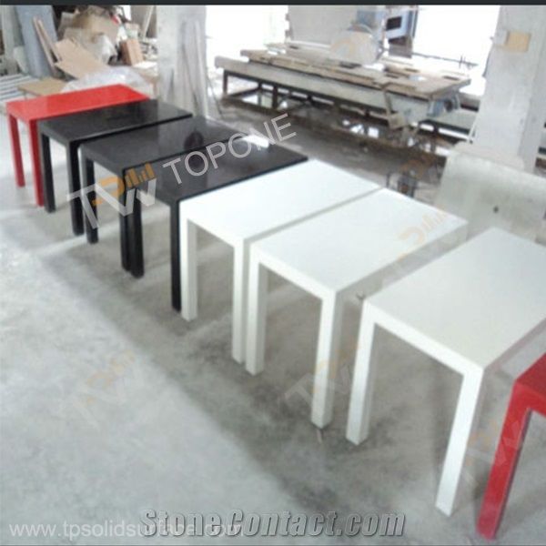 Square White And Black Red Color New Design Custom Design Artificial Marble Stone Coffee Tables Furniture Corian Acrylic Solid Surface Tables For Sale Chinese Factory Price Supply Tables For Sale From China
