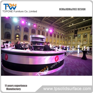 Topone Cheap Reception Desk Reception Desk, Round Table Tops and Solid Surface on the Desktop Has Beautiful Led Lights.