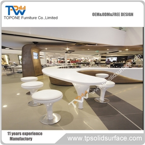 Topone China Factory Quartz Stone Reception Bar Counter , Modern Commercial Bar Counter Table Top Design in 2017