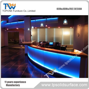 Topone Factory High Quality Quartz Stone Desktop Reception Desk Bar Counter , Simple Decoration Table Top Design