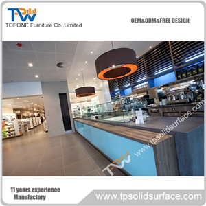Topone Hot Sale! Cheap Quartz Stone Reception Solid Surface Table Tops, Night Club Reception Counter Bar