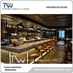 Topone Hot Sale! Cheap Quartz Stone Reception Solid Surface Table Tops, Night Club Reception Counter Bar