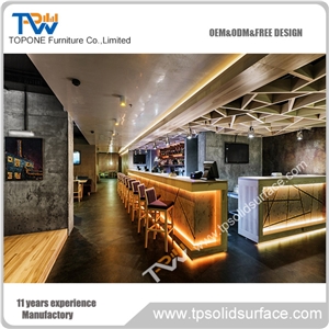 Topone Popular Acrylic Coffee Bar Table, Custom Bar Counter with Led Lights