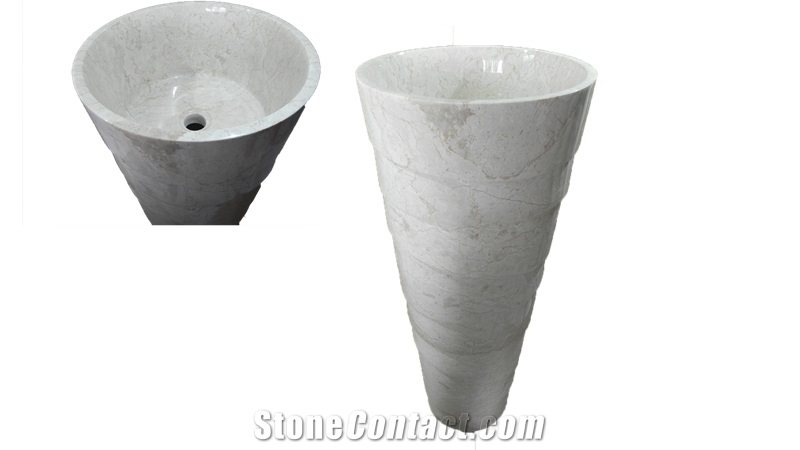Cornello White Marble Pedestal Basin
