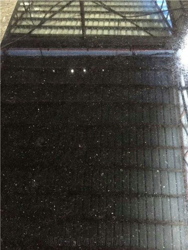 Black Galaxy Granite Slabs, India Black Gold Granite Tiles, Floor Covering Tiles