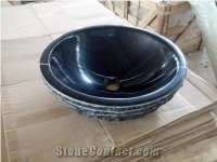 China Cheap Black Marble Nero Marquina Stone Basin 007