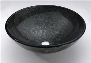 Glass Bathroom Artistic Vessel Sink, Bowl Sink, Stylish Round Tempered Glass Wash Basin Gcm030
