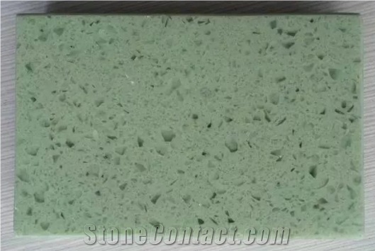 Engineered Solid Surfaces Quart Stone Slabs Cut to Size Tiles&Flooring Directly Manufactured Best Price Nano Polishing Green Colors Popular Used in Countertops or Bar Tops