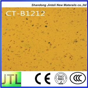 Solid Surface Yellow Engineered Quartz Stone Slabs