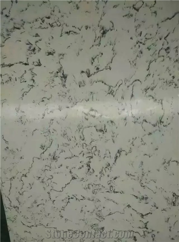 Stripe Calacatte Colors Big Size Thickness is 30mm Popular in Usa Market China Best Quality Snow White and Crystal Black Grey Dawn Quartz Marble Stone Kitchen Solid Surface Countertops Bar Worktops
