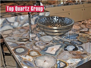 Blue Agate Stone Kitchen Countertop for Buyers Of Semi Precious Stones