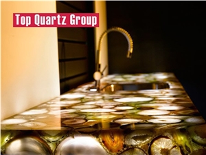Luxury Transparent Kitchen Countertops, Semi Precious Countertops