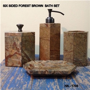 Rain Forest Brown Marble Bathroom Accessories, Bathroom Sets