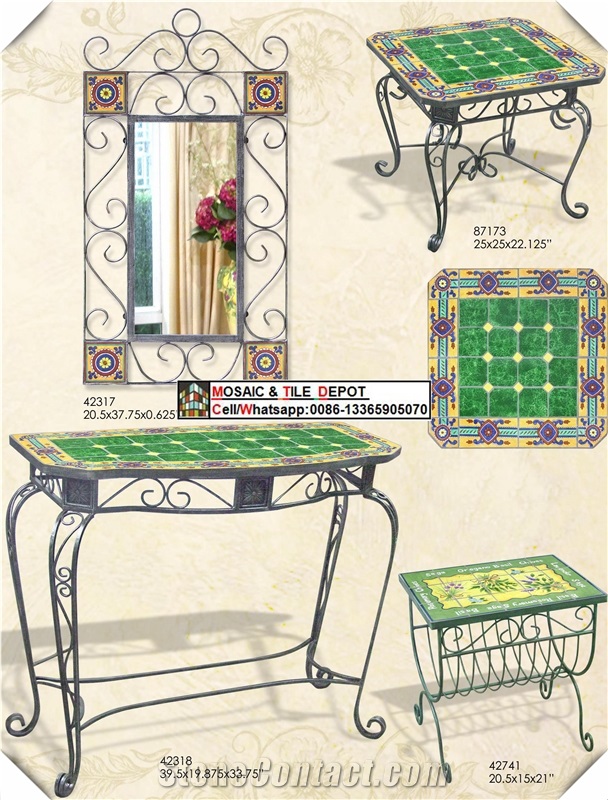 Garden Mosaic Chair and Table,Mosaic Patio Furniture Set,Mosaic Chair,Mosaic Table,