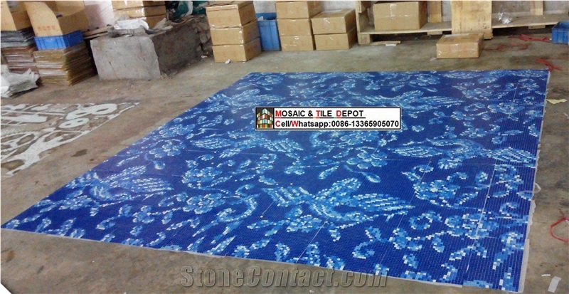Glass Mosaic for Swimming Pool, Swimming Pool Pattern Design