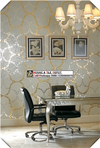 Gold Mosaic Blends White Mosaic for Wall
