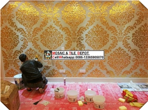 Gold Mosaic Medallions and Murals for Wall