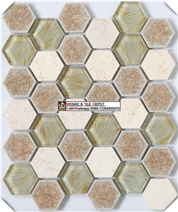 Hexagon Mosaic,Round Mosaic,Hexagon Marble Mosaic