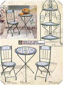 Medallion Chair,Mosaic Patio Furniture,Metal Bistro Table and Chairs