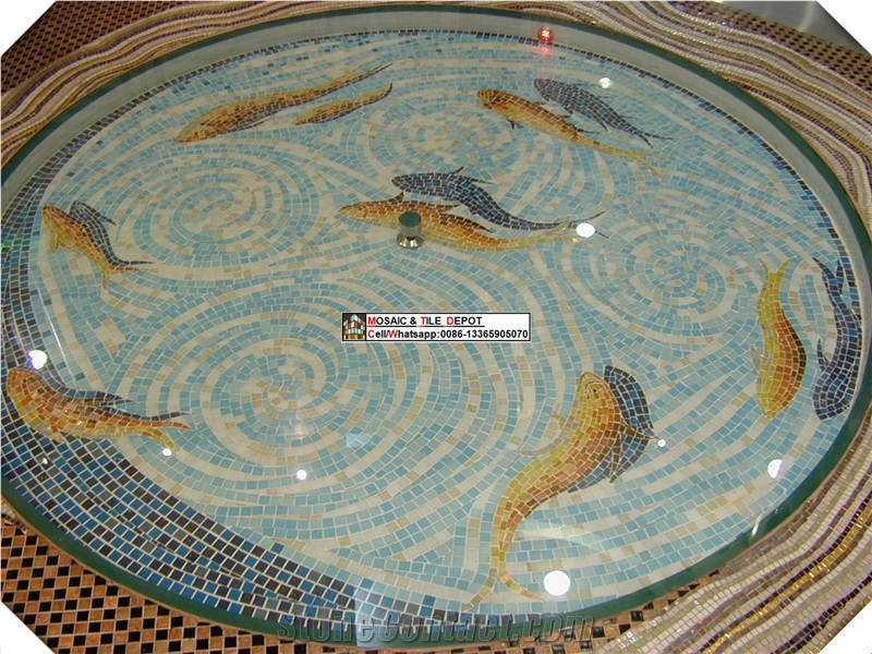 Mosaic Floor Medallions, Round Medallions, Composited Medallions