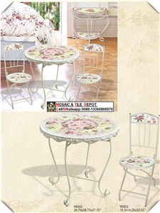 Mosaic Patio Furniture Set,Mosaic Chair,Mosaic Table,Medallion Chair