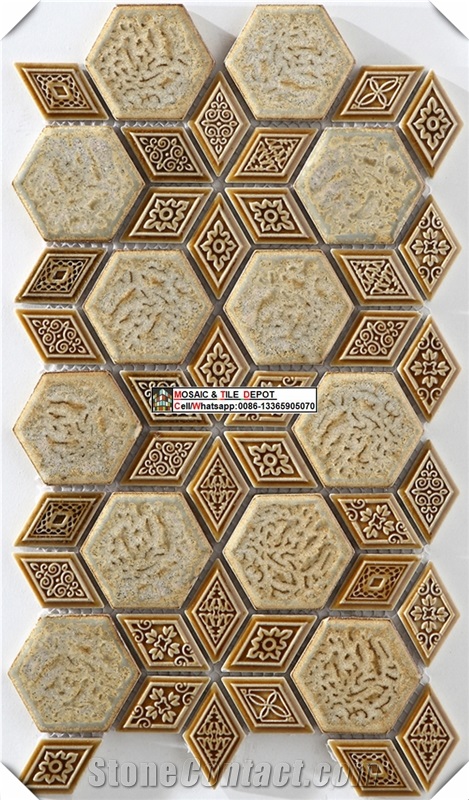 Rhombus Shape Mosaic,Diamond Shape Mosaic,Porcelain Mosaic