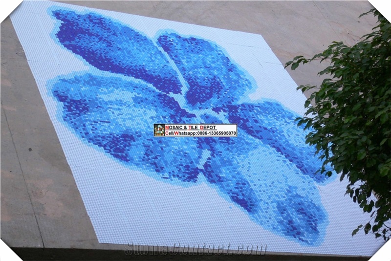 Swimming Pool Flower Design, Glass Mosaic for Pool