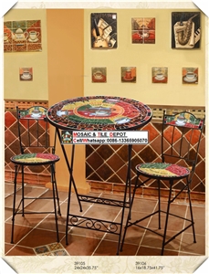 Wrought Iron and Mosaic Furniture,Mosaic Patio Chair and Table