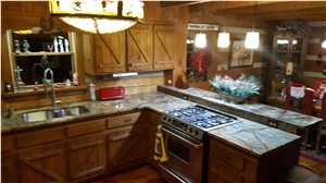 Beautiful Rain Forest Green Marble Countertops for a Log Cabin