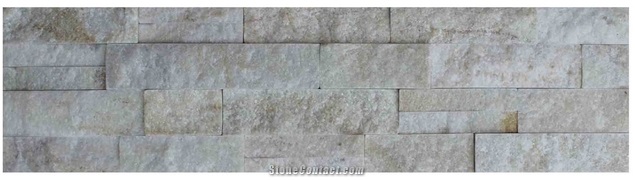 Cheap White Quartzite Stone Strips, a Grade Glued Cultured Stones Ledges Stone Veneer for Fireplace Wall Decoration