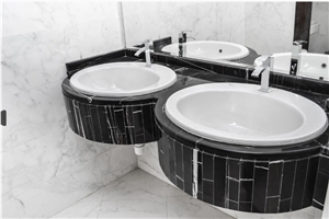 Nero Marquina Double Sink Master Bathroom Top