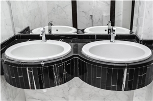 Nero Marquina Double Sink Master Bathroom Top