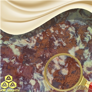 Jw Jupiter-Amazing Red and Yellow Artificial Quartz Stone Slab for Countertop and Vanity Decoration