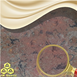 Jw Nibiru-Dark Red Dust Feeling Artificial Quartz Slab for Bathroom Flooring