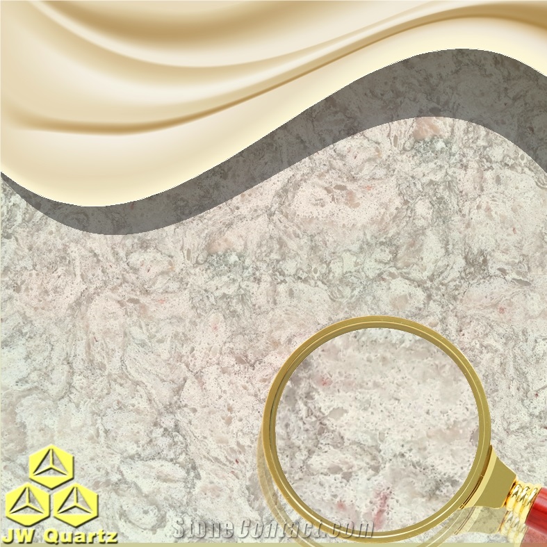 Jw Pear Yellow-Sweet Artificial Quartz Stone Slab for Wall Cladding and Countertop