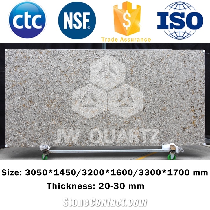 Jw Seabed-High End Engineered Quartz Stone Slab for Countertop Amd Bar Top