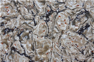Jw Venice-Stain Resistant Artificial Quartz Stone Slab for Countertop and Flooring