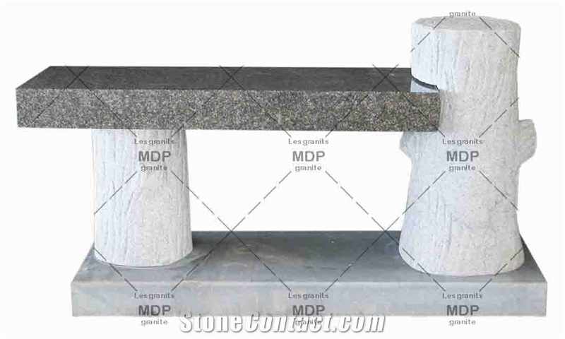 Misty Gray Granite Memorial Benches